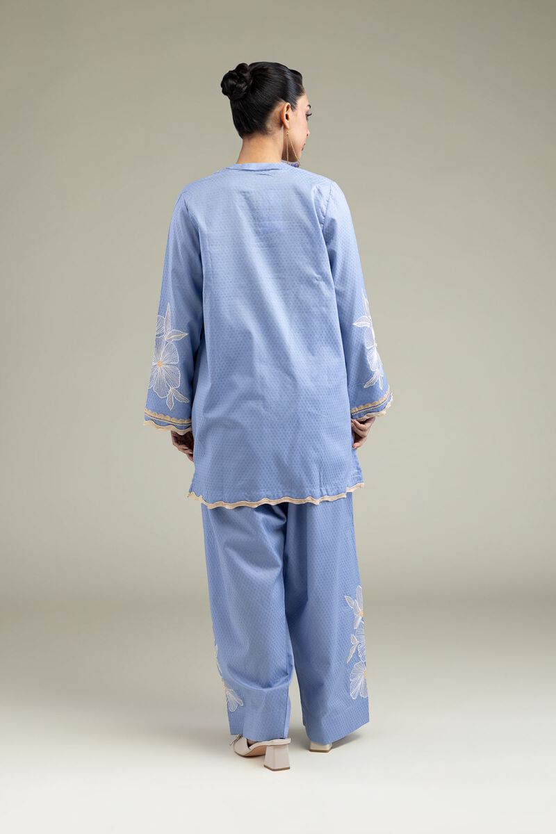 Embroidered | Cotton Dobby | Floral Scalloped Kurta | USD 40.00