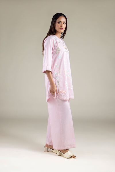 Embroidered | Cotton Dobby | Relaxed Solid Pants | USD 25.00