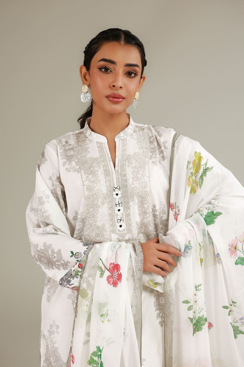 Embroidered | Cambric | Tailored 3-Piece Dress | USD 75.00