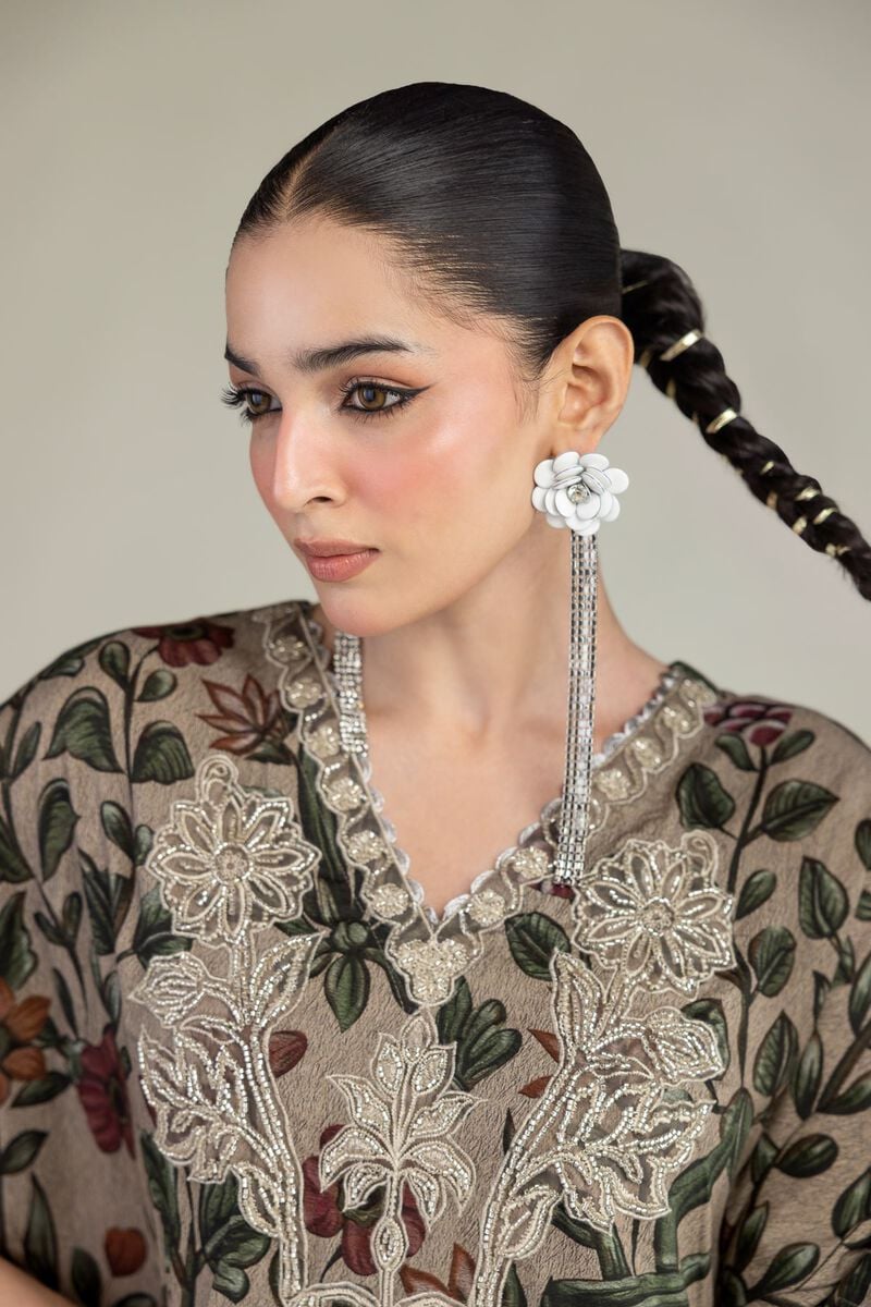 Embroidered | Raw Silk | Floral Long Kurta | USD 65.00