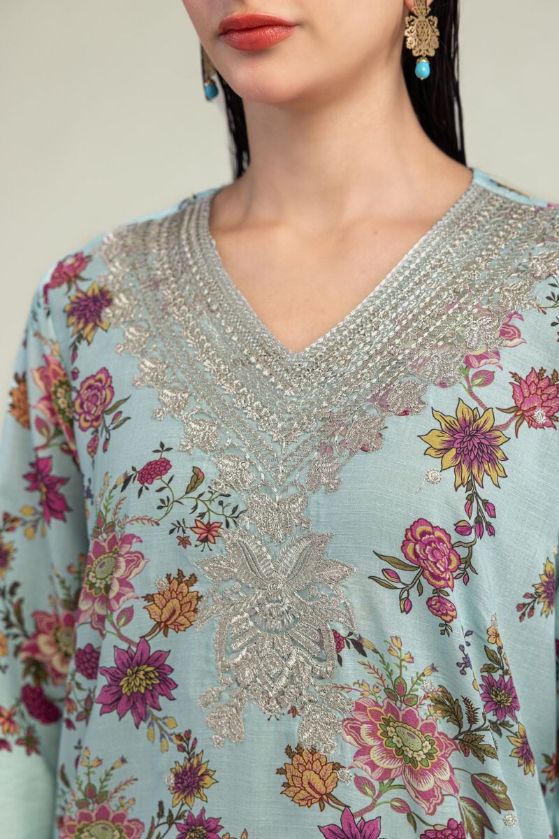 Embroidered | Raw Silk | Floral Silk Kurta | USD 40.00