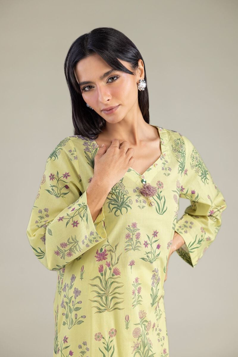 Printed | Cambric | Yellow Cambric Kurta | USD 35.00