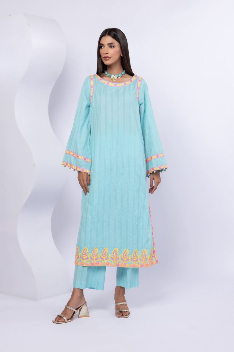 Embroidered | Lurex Stripes | Kurta | USD 13.50