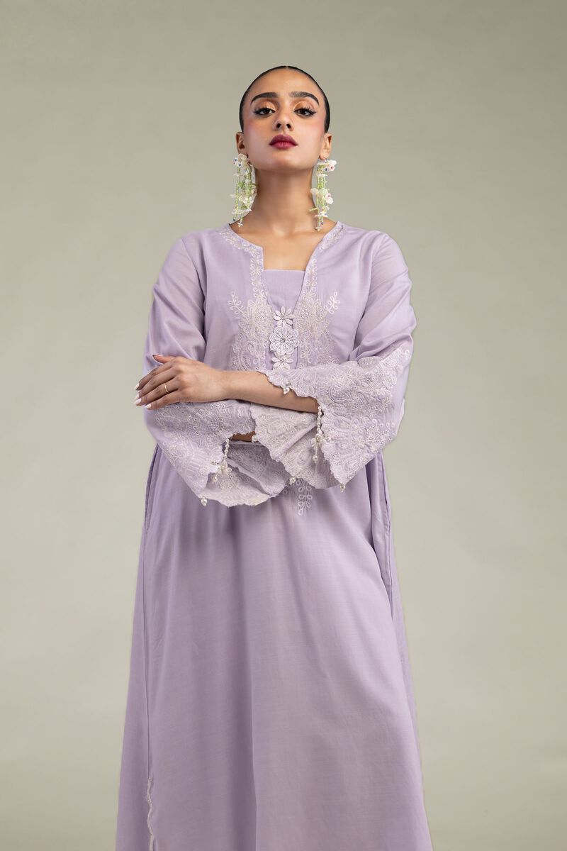 Embroidered | Raw Silk | Lavender Silk Kurta | USD 75.00