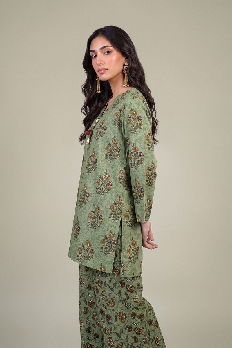Printed | Light Khaddar | V-Neck Floral Kurta | USD 35.00