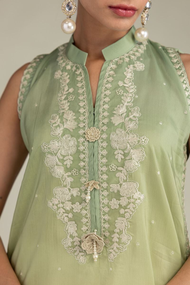 Embroidered | Blended Viscose | Sleeveless Floral Kurta | USD 60.00
