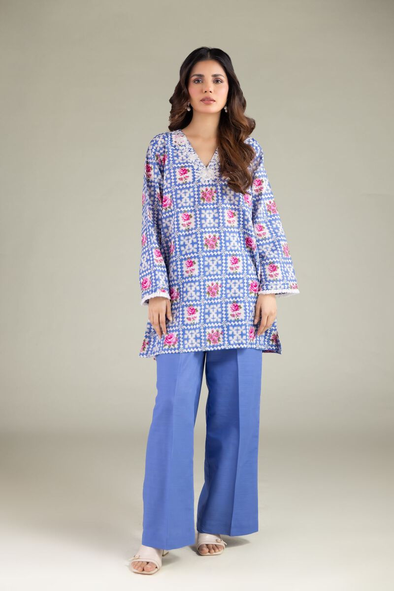 Embroidered | Textured Cotton | Geometric V-Neck Kurta | USD 30.00