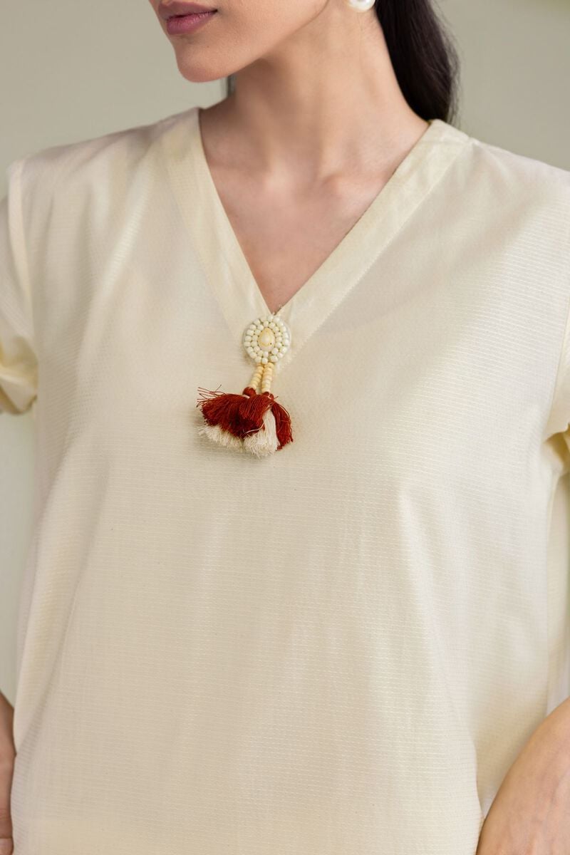 Dyed | Textured Cotton Viscose | Long Cotton Kurta | USD 35.00