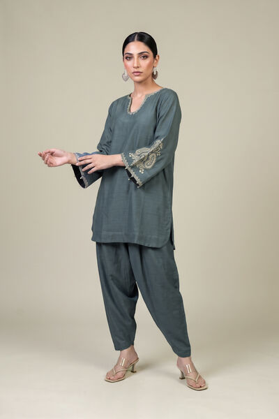 Embroidered | Light Khaddar | Blue Solid Shalwar | USD 30.00