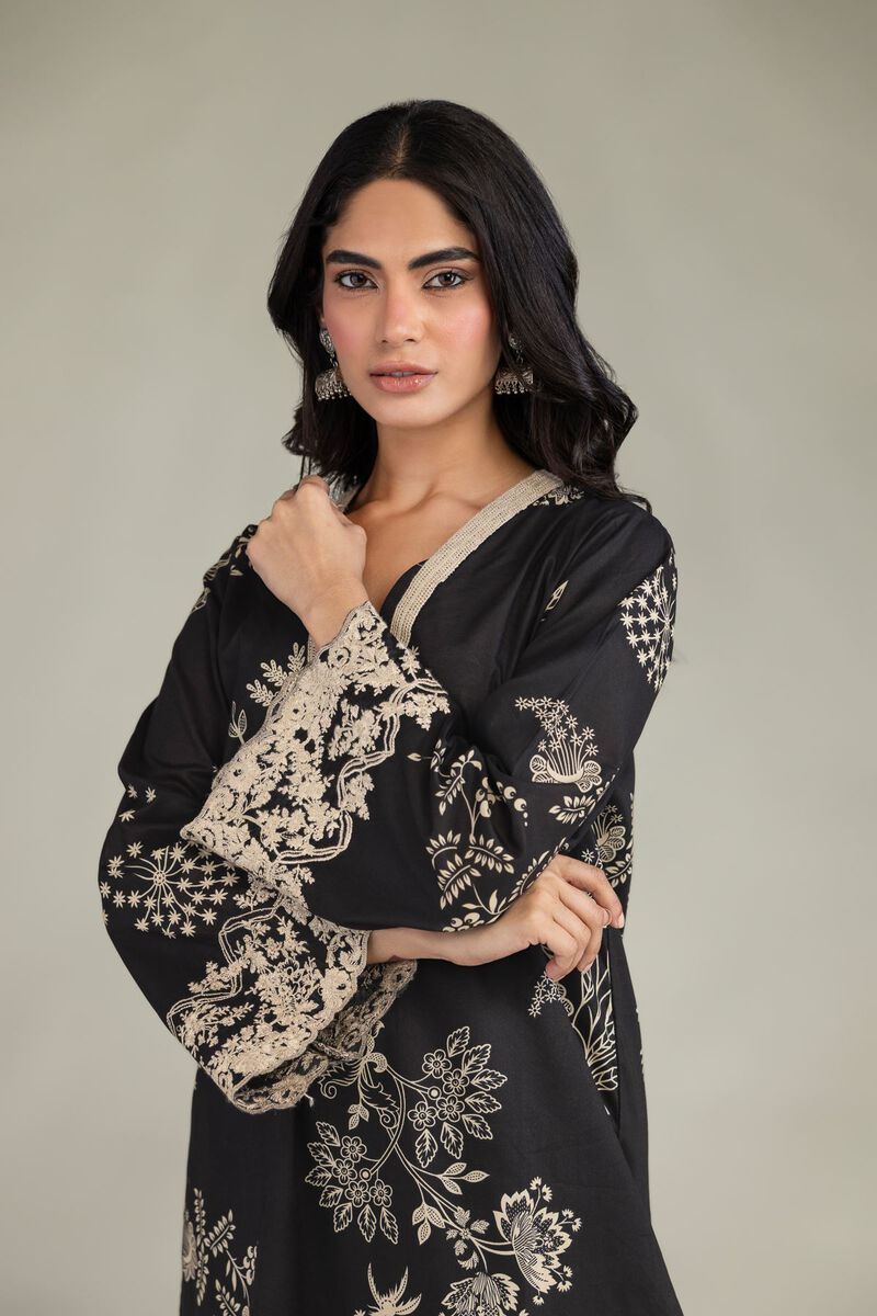 Embroidered | Cambric | Short Black Kurta | USD 35.00