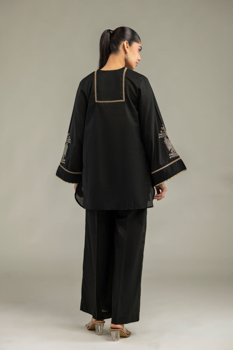 Embroidered | Cambric | V-Neck Black Kurta | USD 40.00