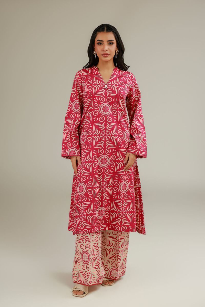 Printed | Textured Cotton | Floral Red Kurta | USD 30.00