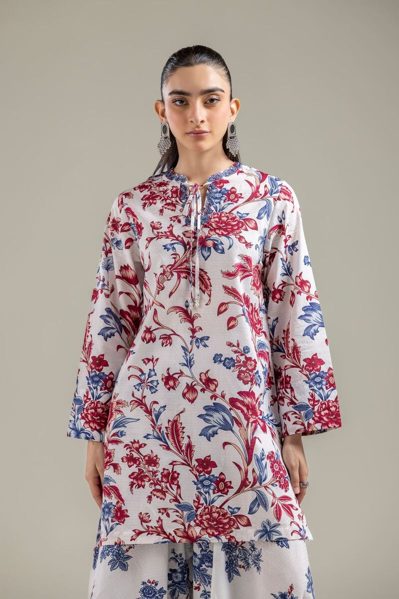 Embroidered | Cotton Dobby | White Floral Kurta | USD 35.00