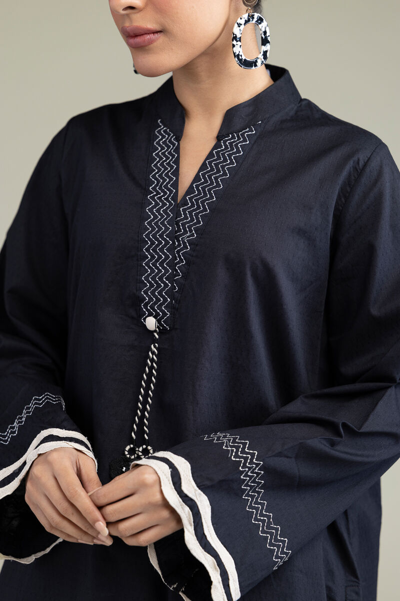 Embroidered | Cotton Dobby | Black Cotton Kurta | USD 10.50