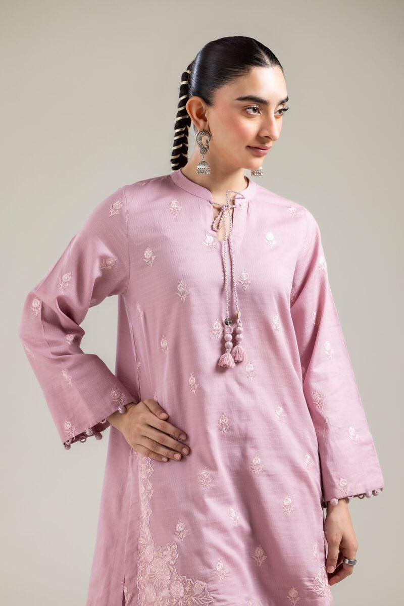 Embroidered |Cotton Dobby | Pink Cotton Kurta | USD 40.00