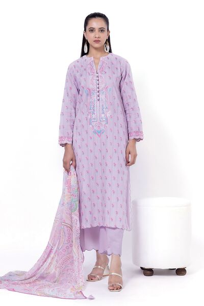 Embroidered | Textured Cotton | Tailored 3 Piece | USD 85.00