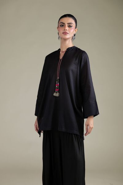 Dyed | Cotton Dobby | Short Black Kurta | USD 35.00