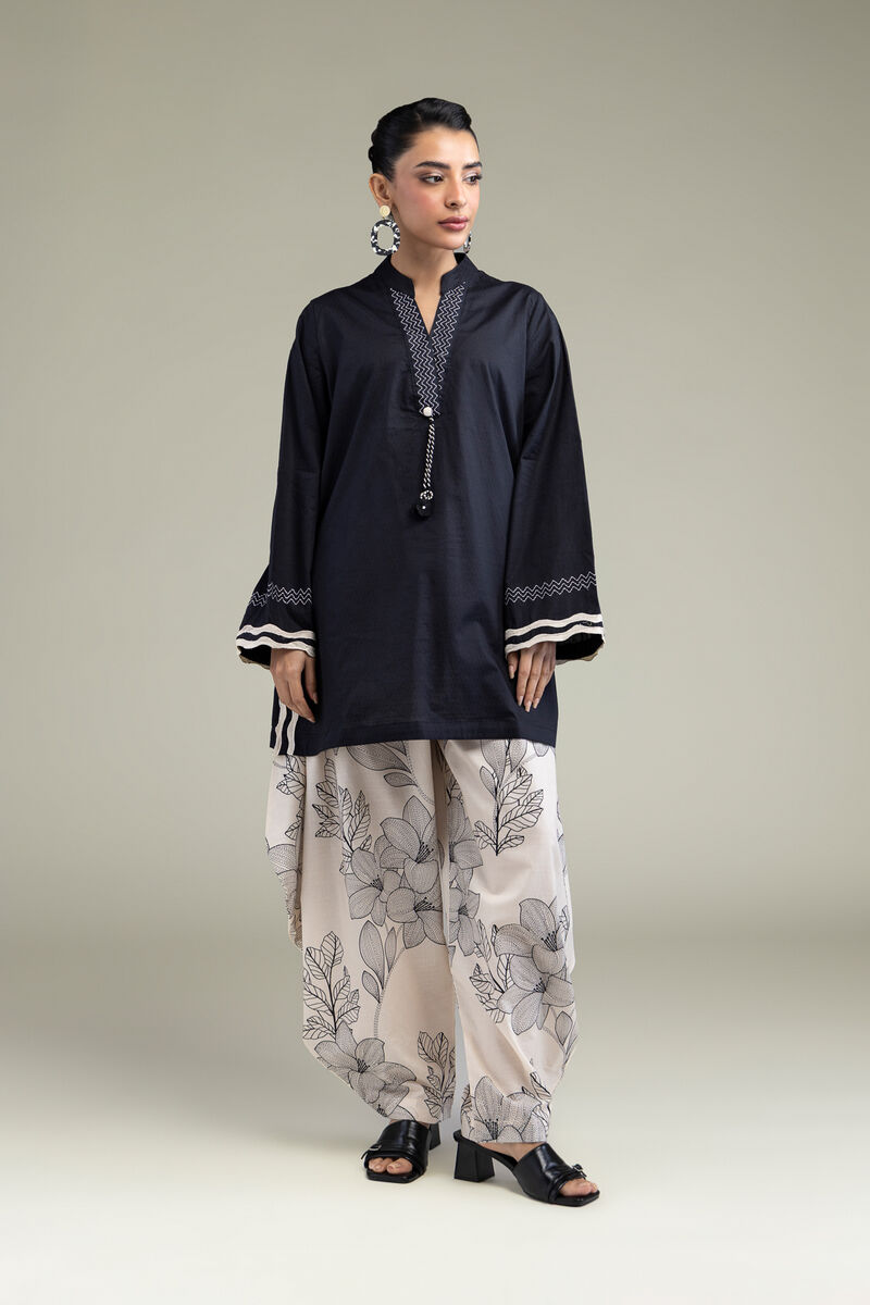 Embroidered | Cotton Dobby | Black Cotton Kurta | USD 10.50
