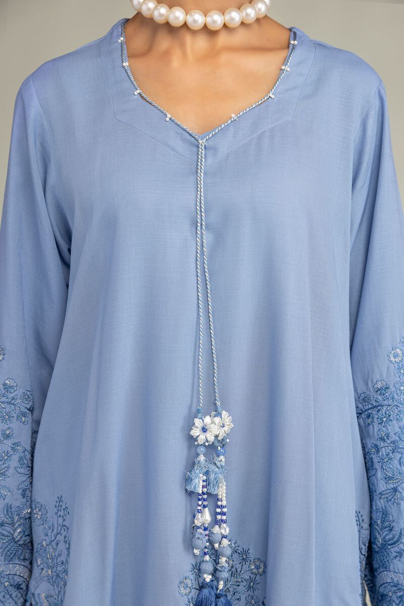 Embroidered | Raw Silk | Light Blue Kurta | USD 65.00