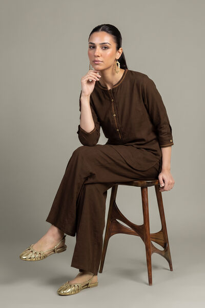 Dyed | Crepe | Brown Crepe Shirt | USD 40.00