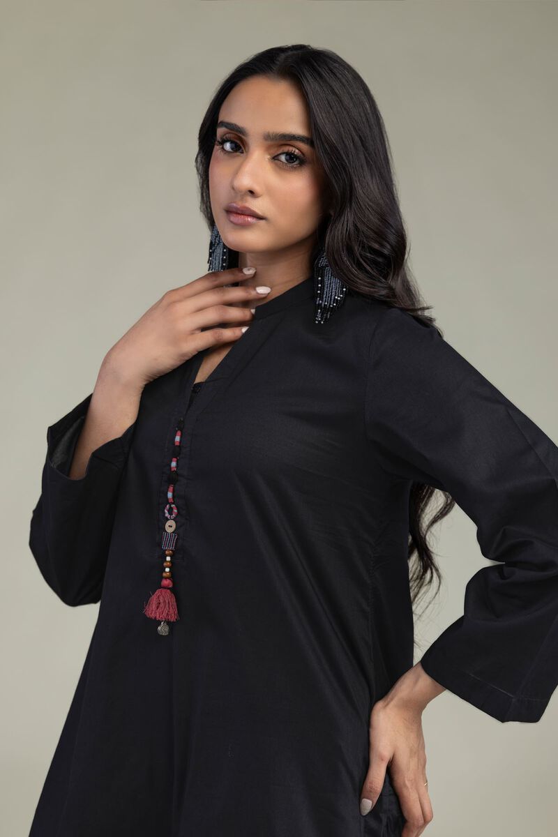 Printed | Cambric | Solid Black Kurta | USD 35.00