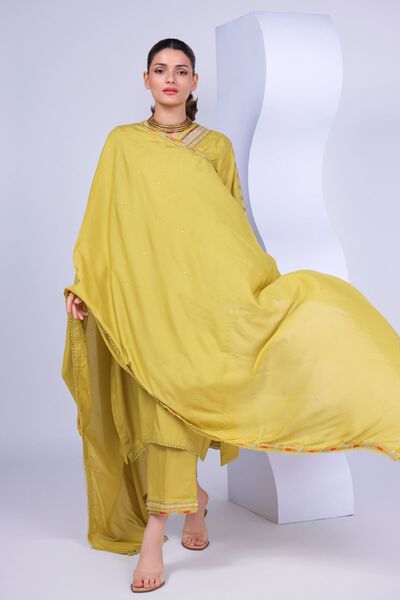 Embroidered | Russian Raw Silk | Pants | USD 23.00
