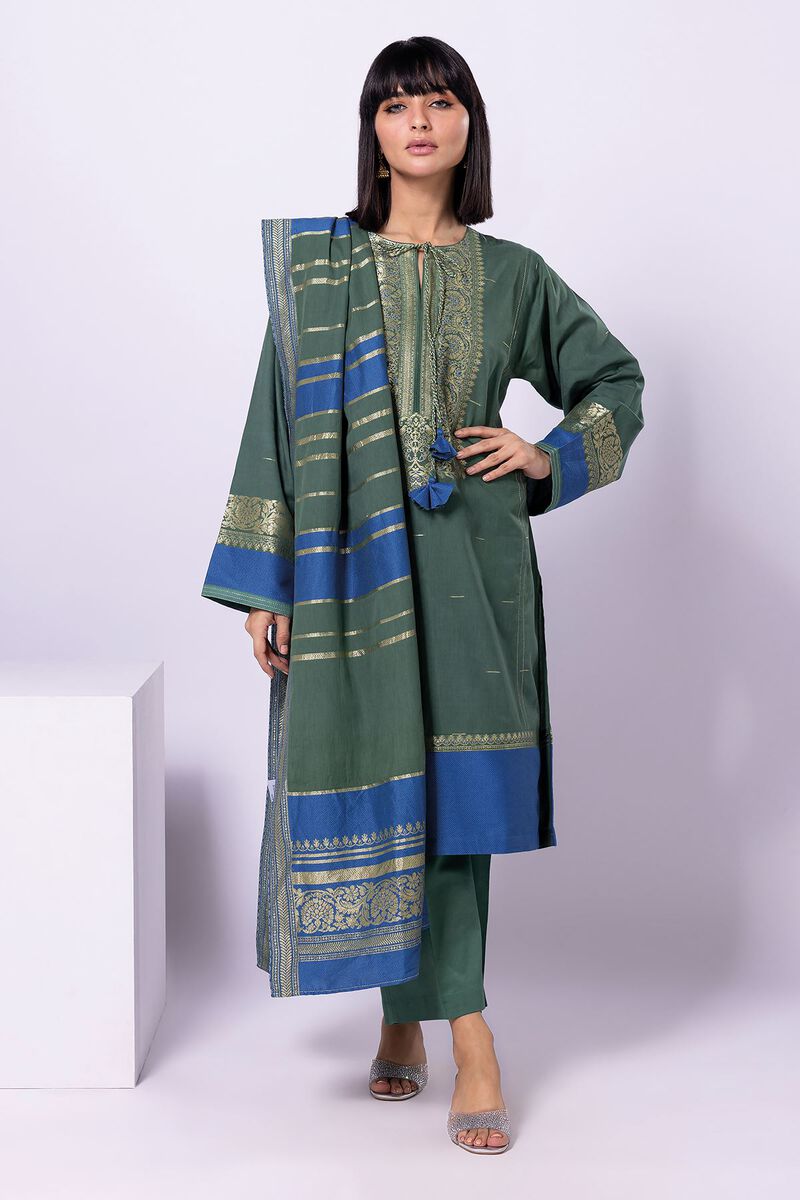 Dyed | Cotton Brosha Jacquard | Fabrics 3 Piece | null