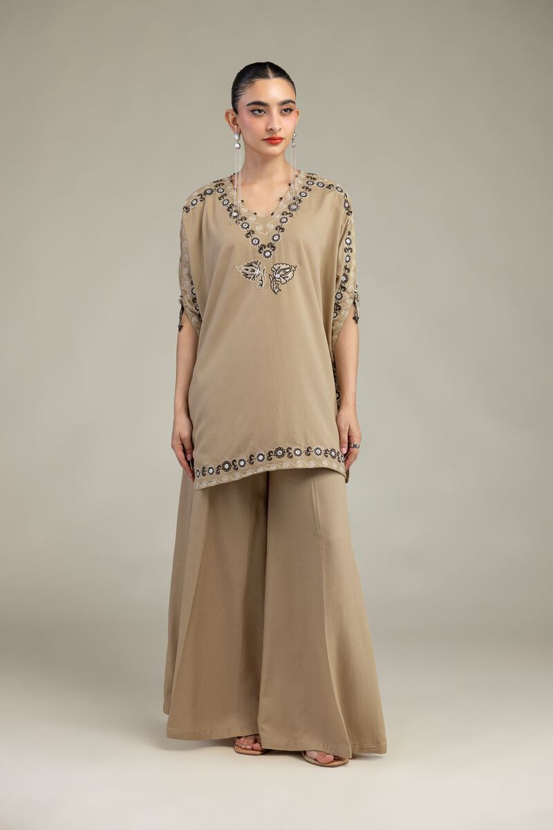 Embroidered | Raw Silk | Beige Silk Kurta | USD 55.00