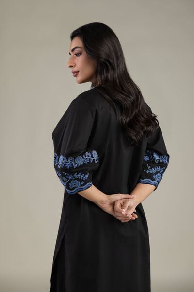 Embroidered | Cambric | Black Cambric Kurta | USD 40.00