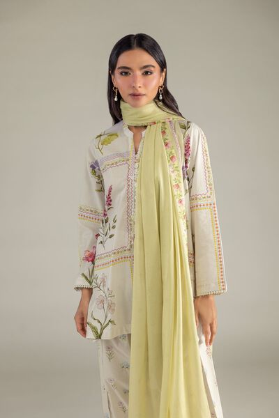 Printed | Cambric | Floral Band-Collar Kurta | USD 35.00