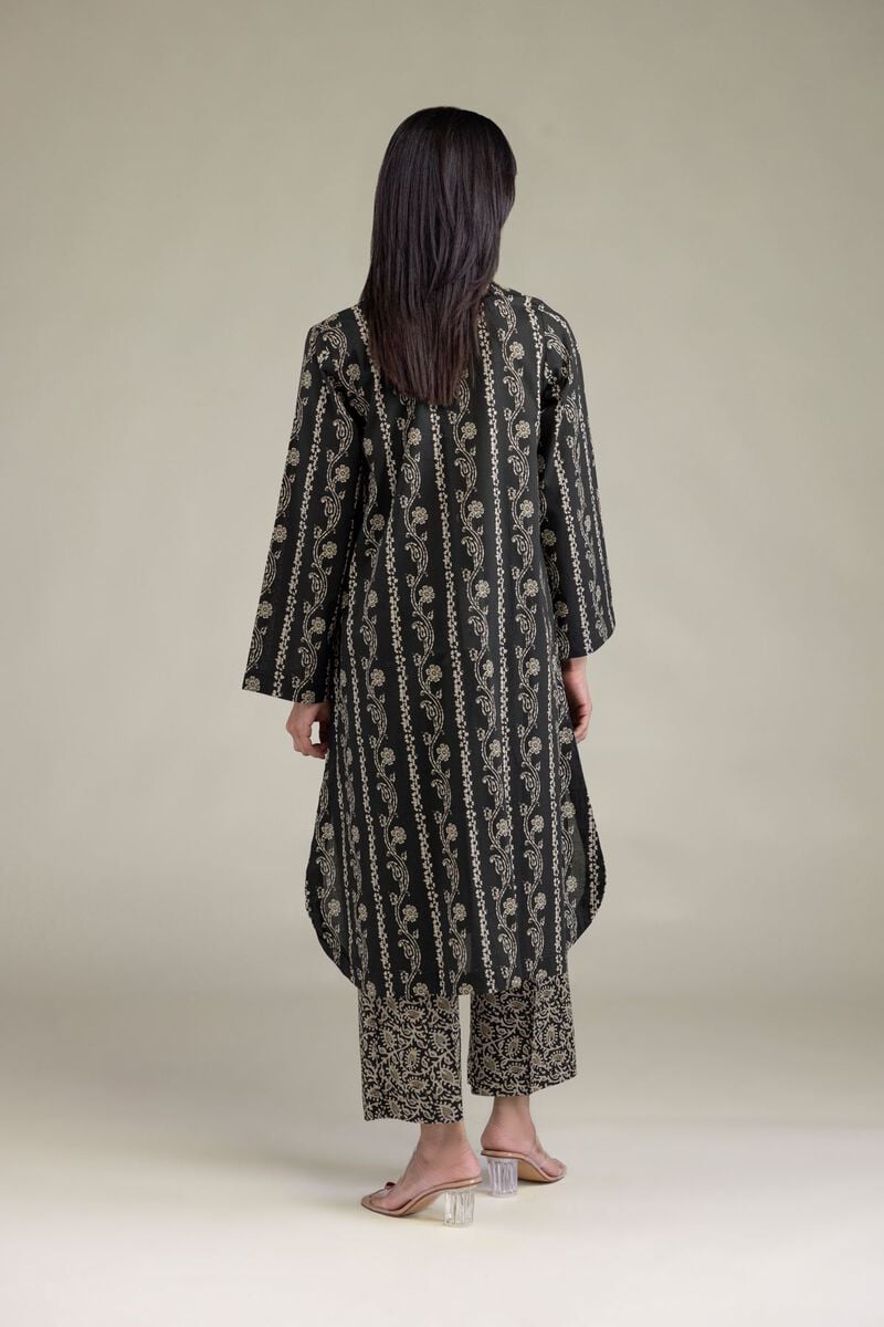 Printed | Cambric | Black V-Neck Kurta | USD 30.00