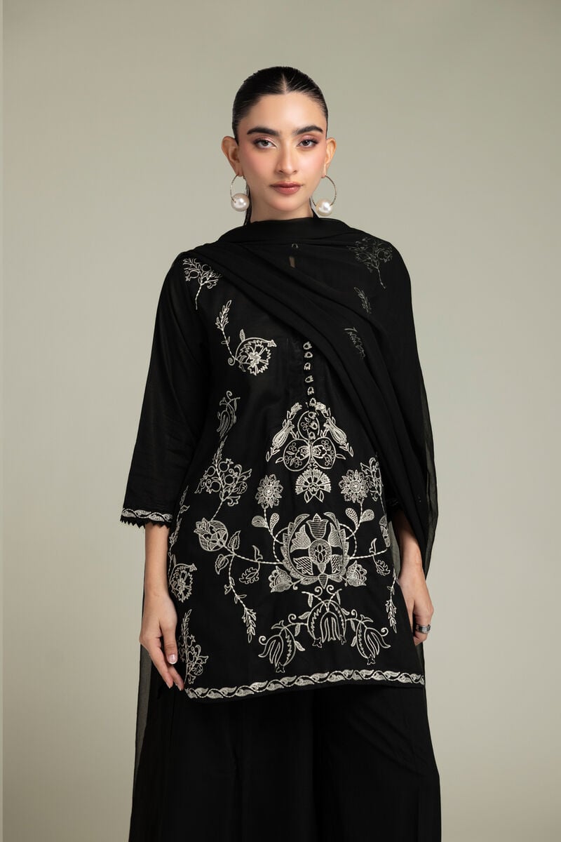 Embroidered | Chiffon | Black Chiffon Dupatta | USD 40.00