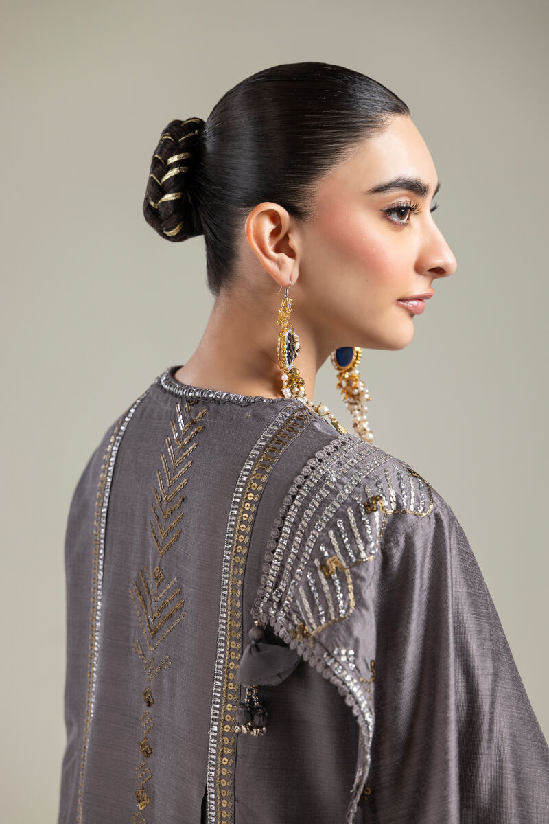 Cotton Net | Gray Cotton Dupatta | USD 35.00