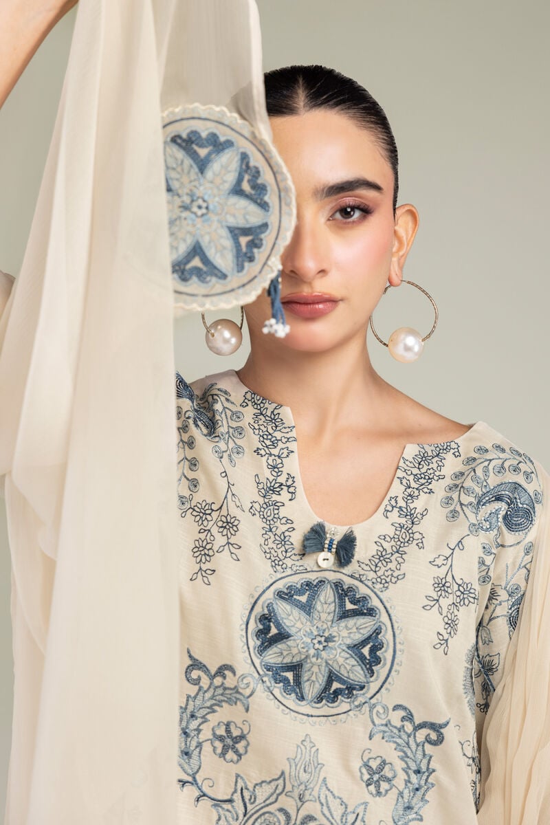 Embroidered | Chiffon | Off-White Chiffon Dupatta | USD 40.00