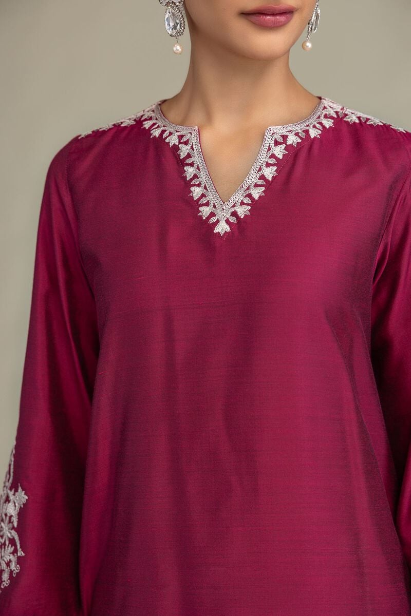 Printed | Raw Silk | Silk V-Neck Kurta | USD 55.00