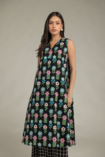Printed | Cambric | Black Cambric Kurta | USD 35.00
