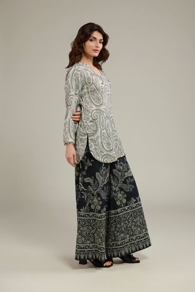 Printed | Cotton Crinkle | Paisley Wide-Fit Pants | USD 23.00