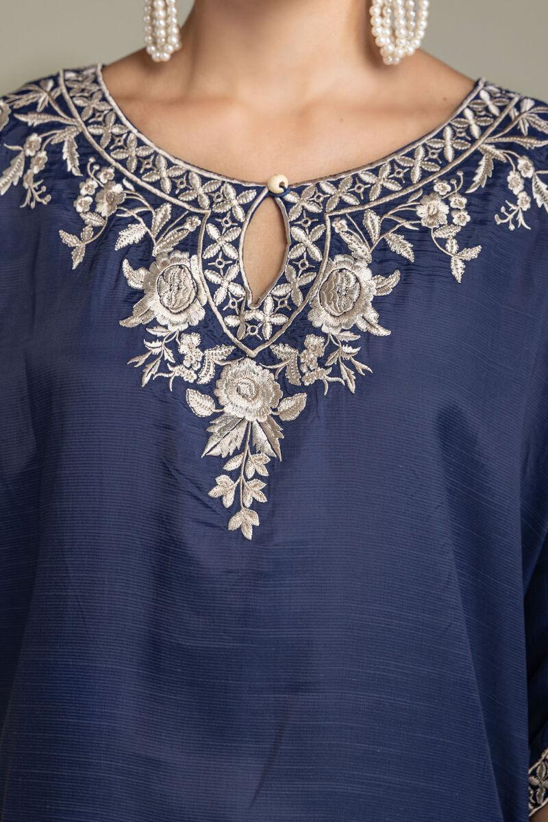 Embroidered | Raw Silk | Navy Embroidered Kurta | USD 70.00