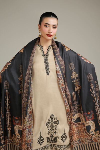 Embroidered | Polyester Silk | Black Printed Dupatta | USD 30.00