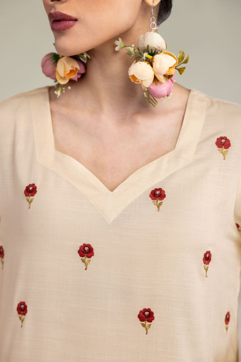 Embroidered | Raw Silk | Floral Silk Kurta | USD 55.00