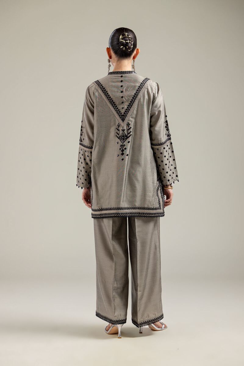 Raw Silk | Gray Silk Kurta | USD 55.00