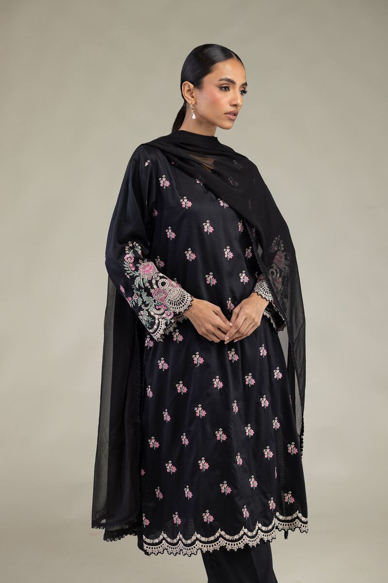 Embroidered | Dobby | Black Tailored 3-Piece | USD 80.00