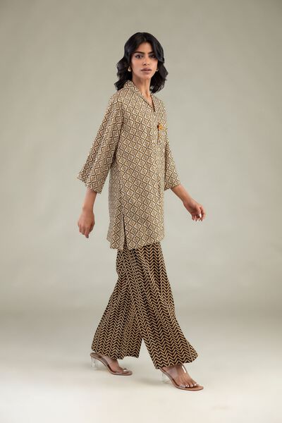 Printed | Cambric | Brown Cambric Pants | USD 30.00