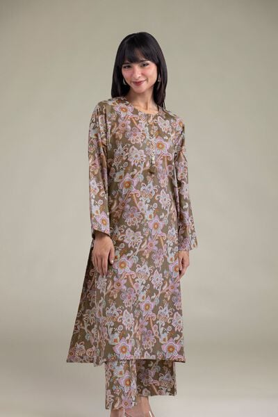 Printed | Cambric | Brown Cambric Kurta | USD 30.00