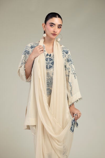 Embroidered | Chiffon | Off-White Chiffon Dupatta | USD 40.00