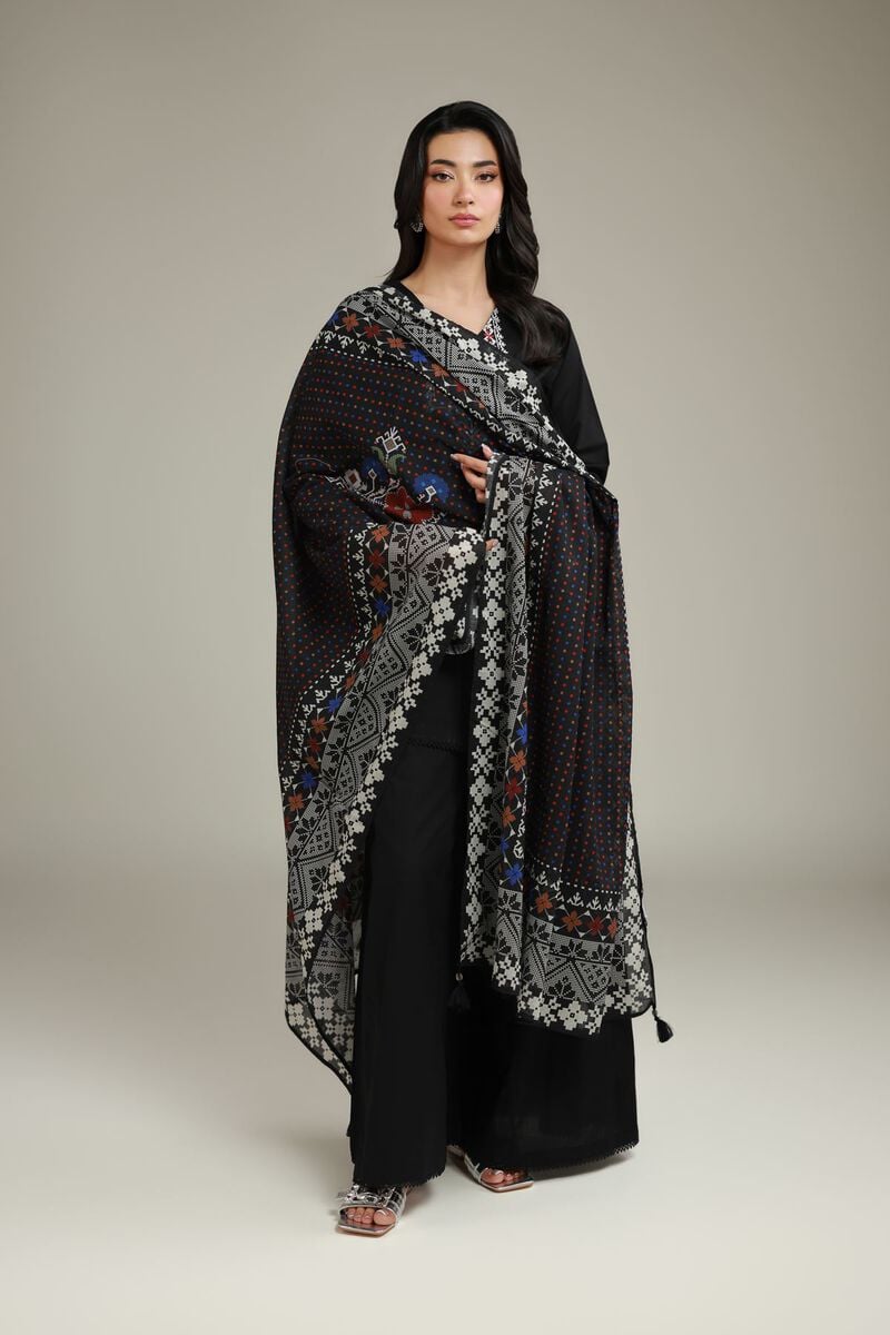 Embroidered | Lawn | Black Lawn Dupatta | USD 25.00
