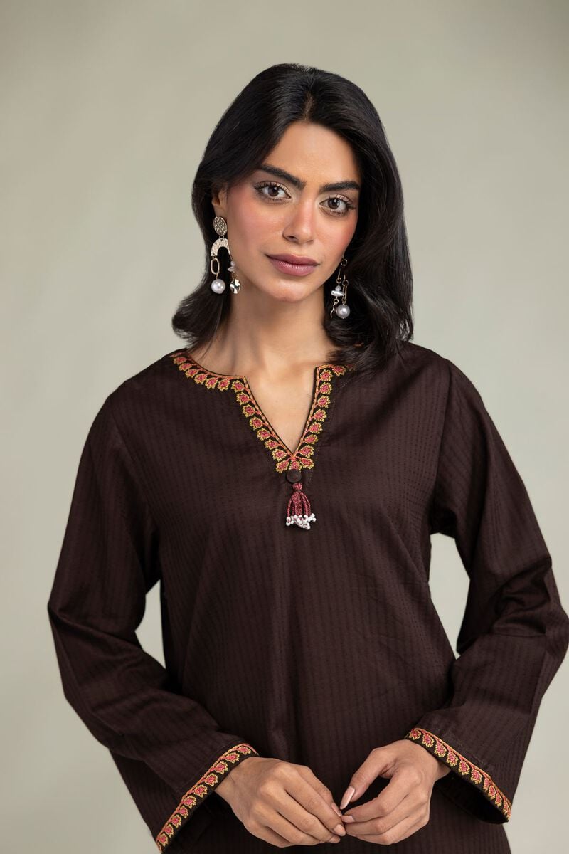 Embroidered | Cotton Dobby | V-Neck Cotton Kurta | USD 35.00