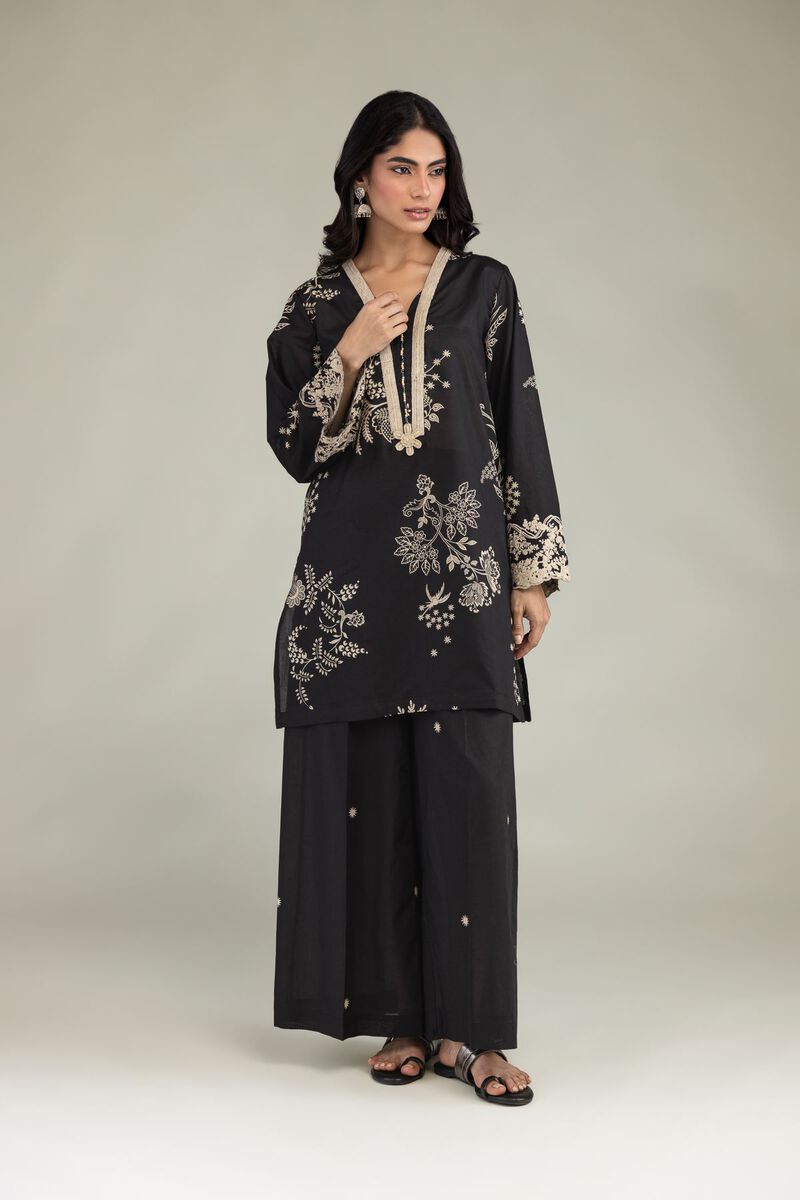 Embroidered | Cambric | Short Black Kurta | USD 35.00