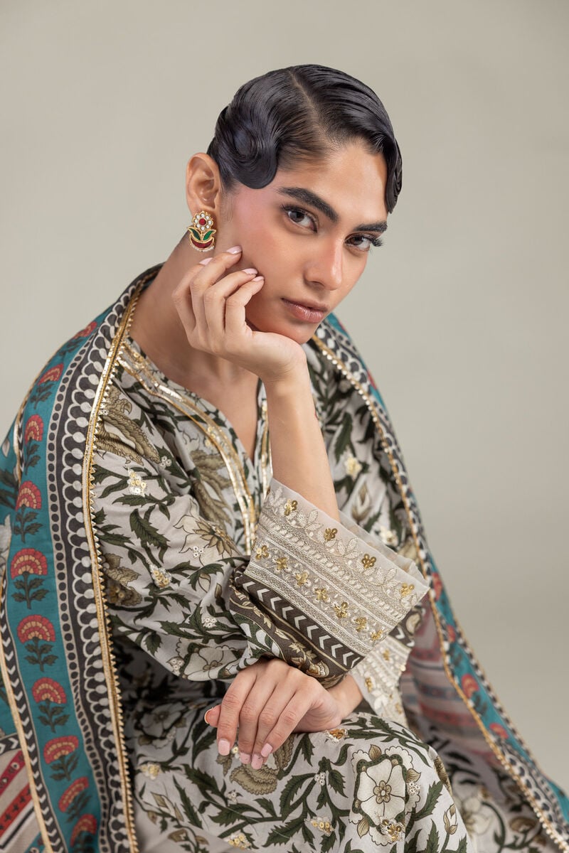Embroidered | Polyester Silk | Floral Teal Dupatta | USD 30.00