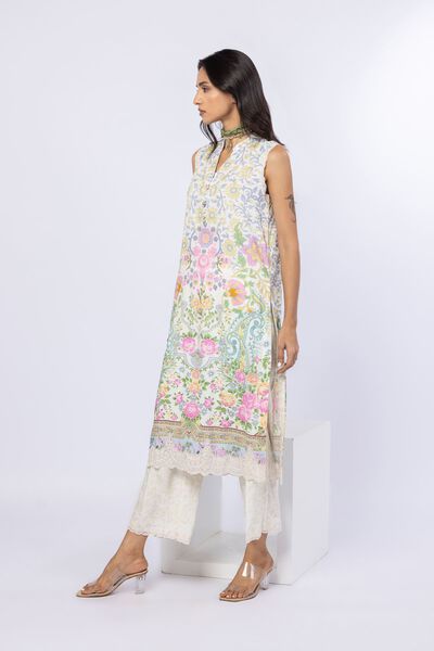 Embroidered | Crosshatch Raw Silk | Pants | USD 28.00